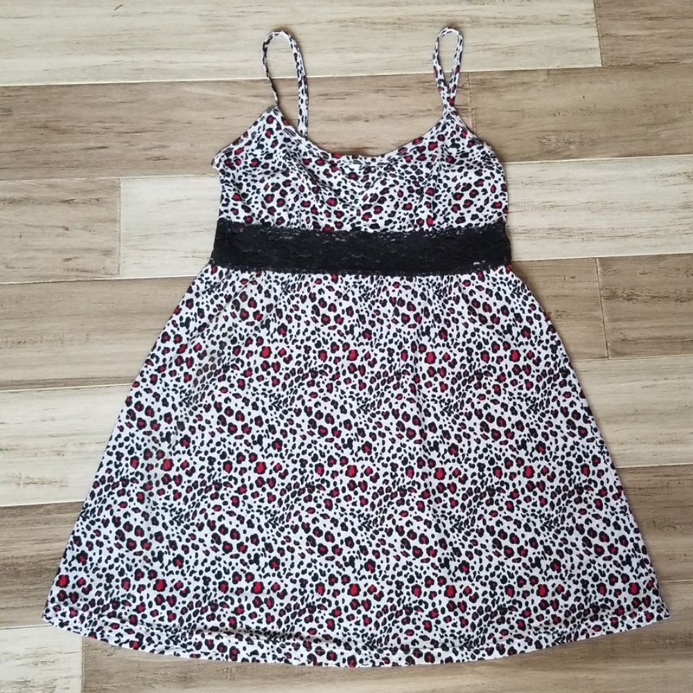 Jasmine & Ginger Leopard and Lace Trim Chemise